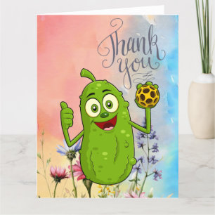 Pickleball with flowers letterpress thank you card