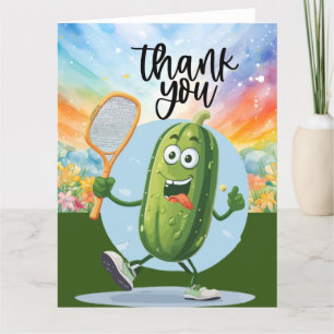 Pickleball with flowers rainbow themed for player thank you card