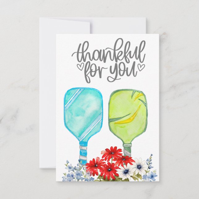 Pickleball with flowers thank you card (Front)
