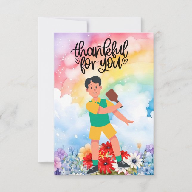 Pickleball with flowers thank you card (Front)