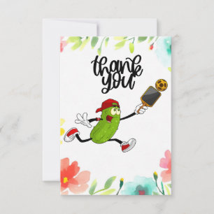 Pickleball with flowers thank you card