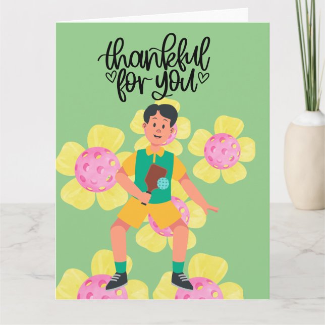 Pickleball with flowers thank you card (Front)
