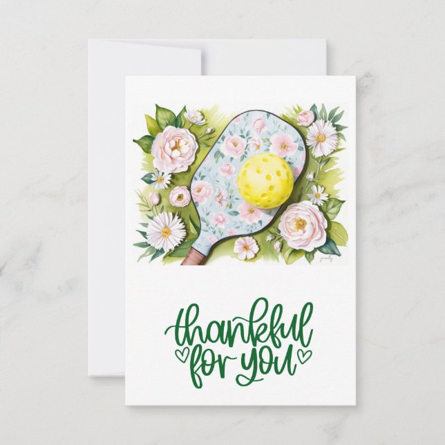 Pickleball with flowers thank you card (Front)