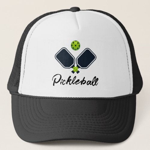 Pickleball with Paddles  Ball Custom Trucker Hat