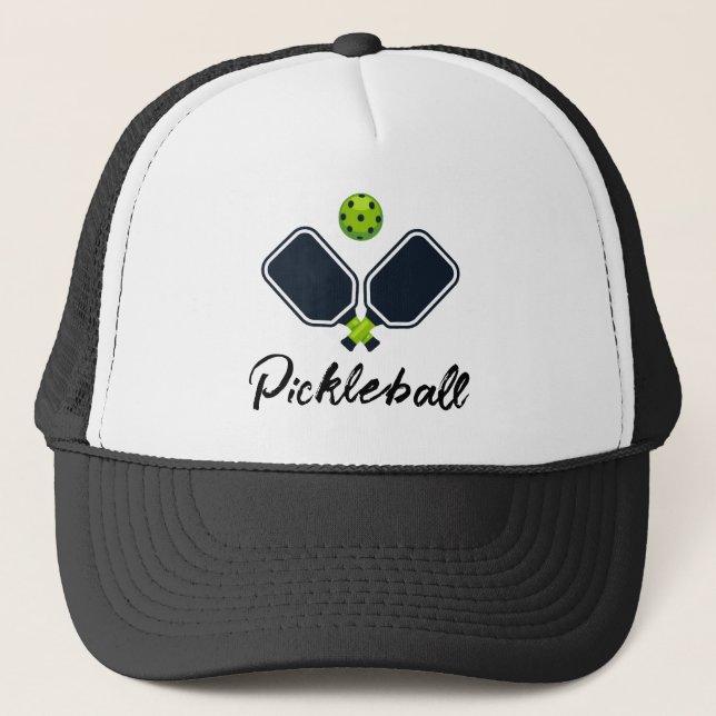 Pickleball with Paddles & Ball Custom Trucker Hat (Front)
