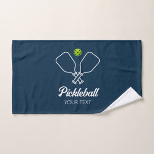 Pickleball with Paddles & Ball Personalized blue Hand Towel
