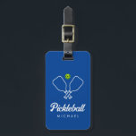 Pickleball with Paddles & Ball Personalized blue Luggage Tag<br><div class="desc">Pickleball with Paddles & Ball Personalized blue Luggage Tag</div>