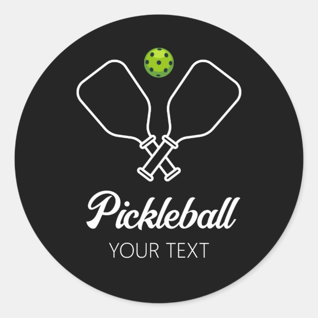 Pickleball with Paddles & Ball Personalized  Classic Round Sticker (Front)