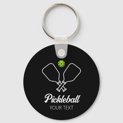 Pickleball with Paddles  Ball Personalized  Keychain