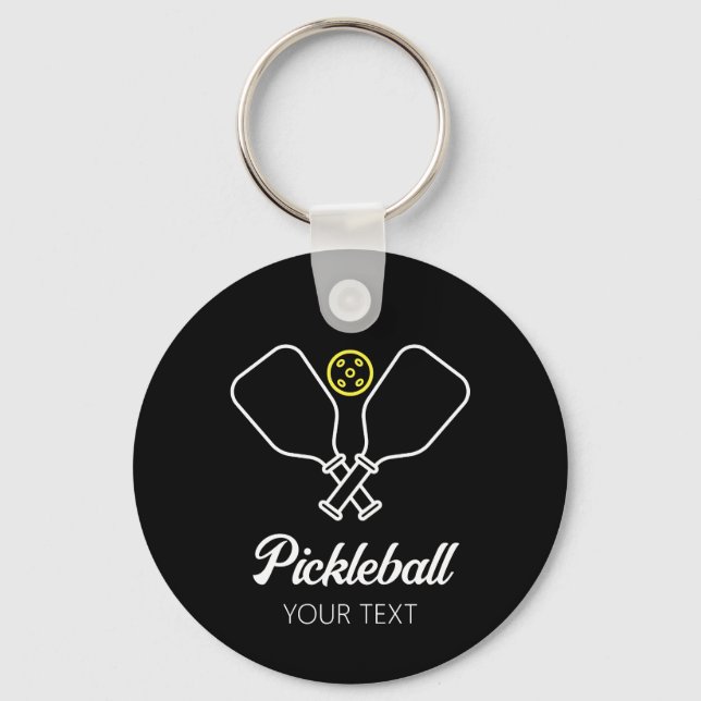Pickleball with Paddles & Ball Personalized  Keychain (Front)
