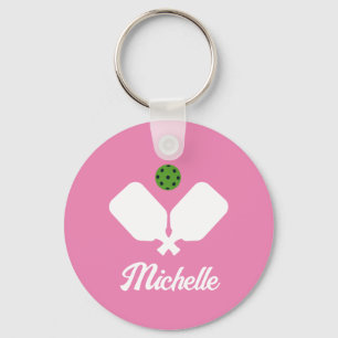 Pickleball with Paddles & Ball Personalized Name Keychain