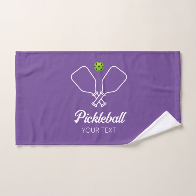 Pickleball with Paddles & Ball Personalized Purple Hand Towel (Hand Towel)