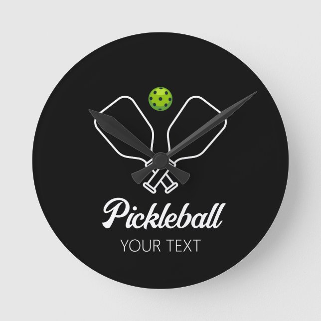 Pickleball with Paddles & Ball Personalized  Round Clock (Front)