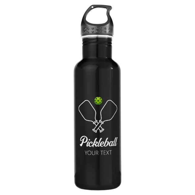 Pickleball with Paddles & Ball Personalized  Stainless Steel Water Bottle (Front)