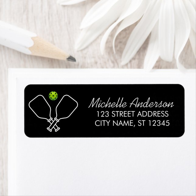 Pickleball with Paddles & Ball  Return Address Label (Insitu)