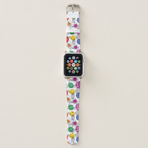Pickleball with parrots white  apple watch band