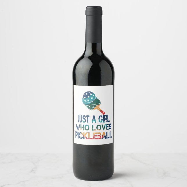 Pickleball women rainbow  wine label (Front)