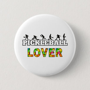Pickleball Word Male Silhouettes Lover Ball Button