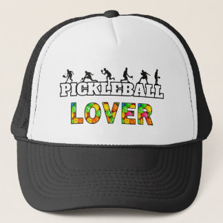Pickleball Word Male Silhouettes Lover Ball Trucker Hat