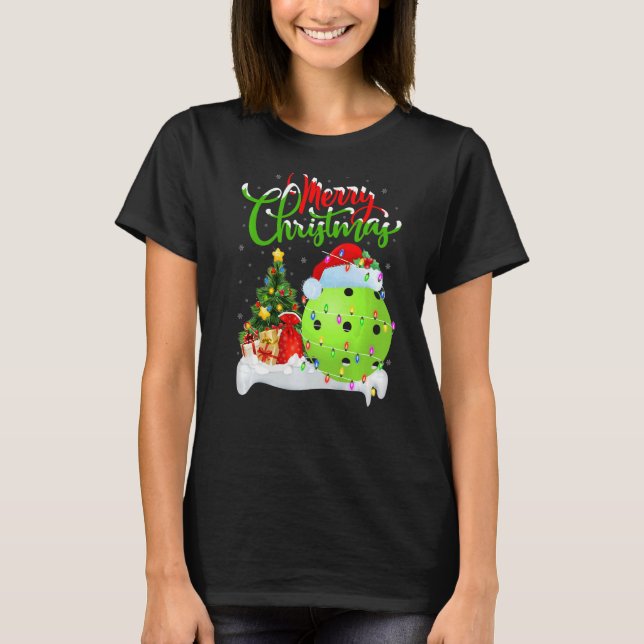 Pickleball  Xmas Decorations Santa Pickleball Chri T-Shirt (Front)