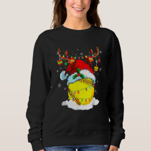 Pickleball Xmas Reindeer Santa Hat Pickleball Chri Sweatshirt