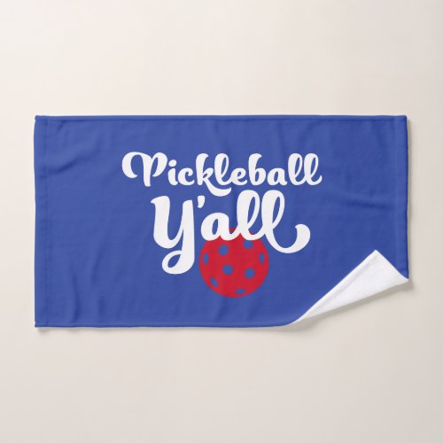 Pickleball Yall Funny Red White Blue  Hand Towel