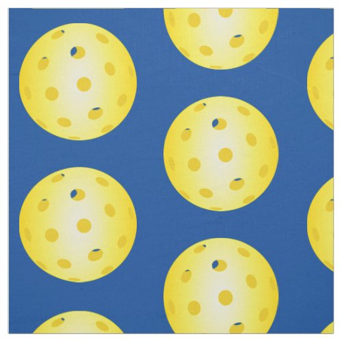 Pickleball Yellow Ball Pattern on Blue Fabric