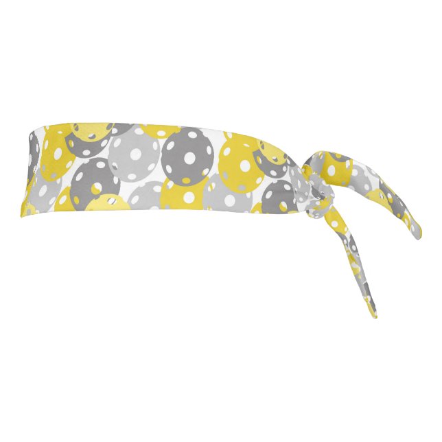 💛Pickleball - yellow, grey on black, 2021 colours Tie Headband (Rotate 90)
