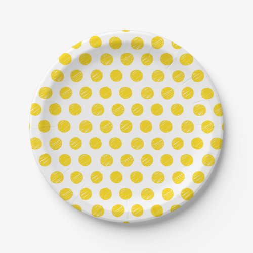 Pickleball Yellow Polka Dot Balls White Sports  Paper Plates