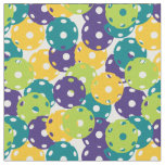 Pickleball - yellow, purple, green on white fabric