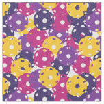 Pickleball - yellow, purple, pink on white fabric