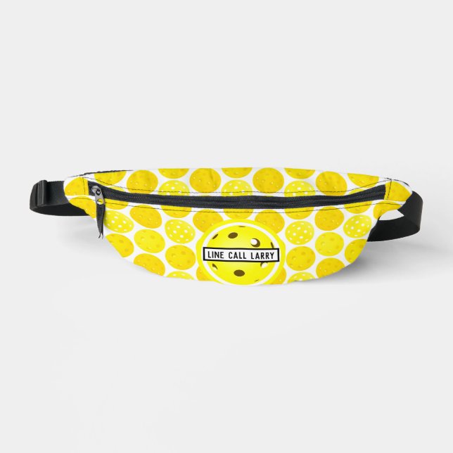 Pickleball Yellow White Pickleballs Personalized  Fanny Pack (Front)