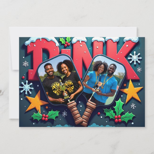 Pickleball🎅Let’s Rally ‘Til the Snow Melts Holiday Card (Front)