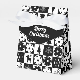 Pickleballs Merry Christmas 🎄 black and white Favor Boxes