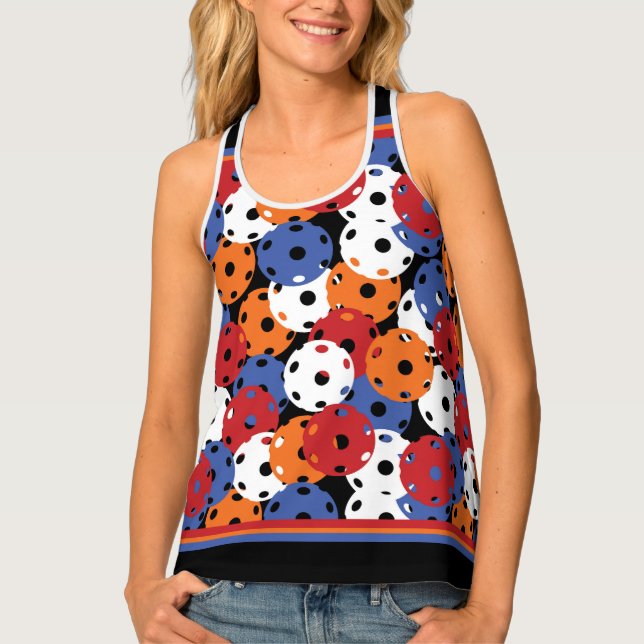  Pickleballs mix on black  Tank Top (Front)