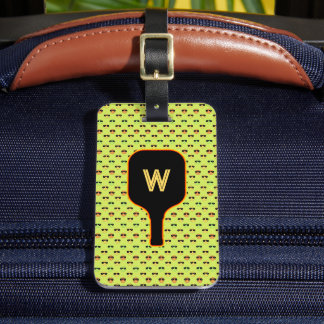 Pickleballs & paddle monogram (green) luggage tag