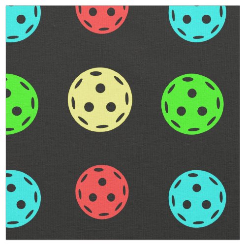 Pickleballs Pattern Black Background Fabric