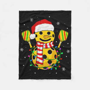 Picklebyll Snowman Santa Hat Lights Christmas Pick Fleece Blanket