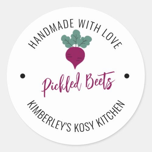 Pickled Beets Handmade with Love Canning Jar Label