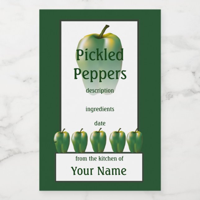Pickled Bell Peppers Green 2x3 Food Label (Single Label)