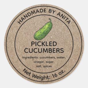 Pickled Cucumbers Jar Label Kraft Design