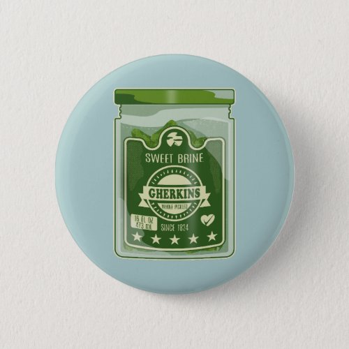 Pickled Gherkins Jar Pop Art Button