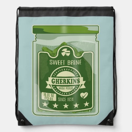 Pickled Gherkins Jar Pop Art Drawstring Bag