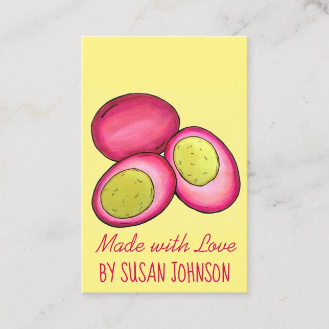 Pickled Hard Boiled Red Beet Eggs Canned By Business Card (Front)