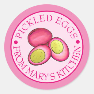 Pickled Hard Boiled Red Beet Eggs Canned By Classic Round Sticker