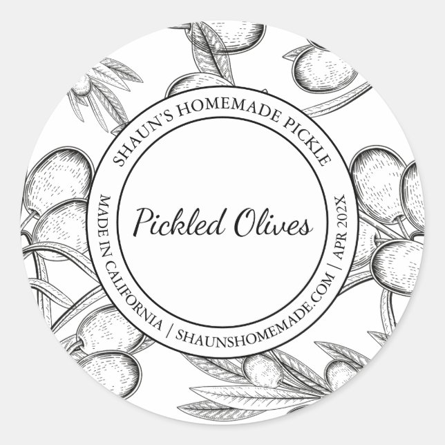 Pickled Olive Sketch Modern label (Front)