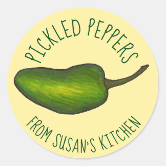 Pickled Peppers Green Hot Jalapeno Personalized Classic Round Sticker