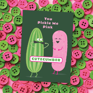 Pickled Pink   Cute Cucumber Kids Valentine Card 