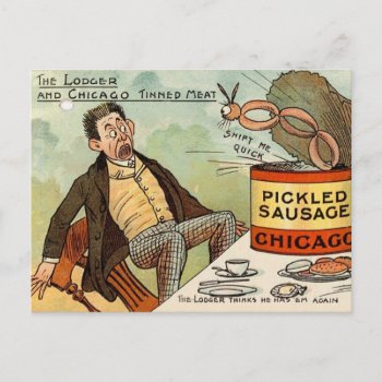 Pickled Sausage Food Safety - Vintage Cartoon Postcard by TimeArchive at Zazzle