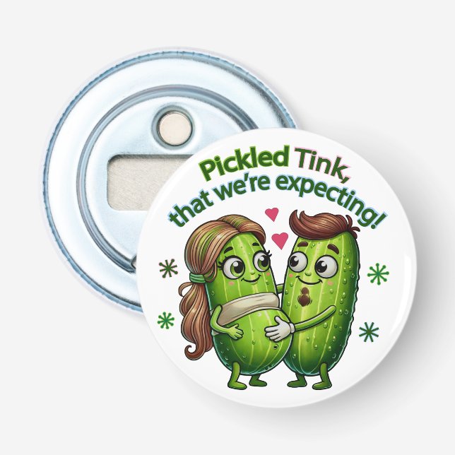 Pickled Tink That We're Expecting Pickle Couple Bottle Opener (Front)
